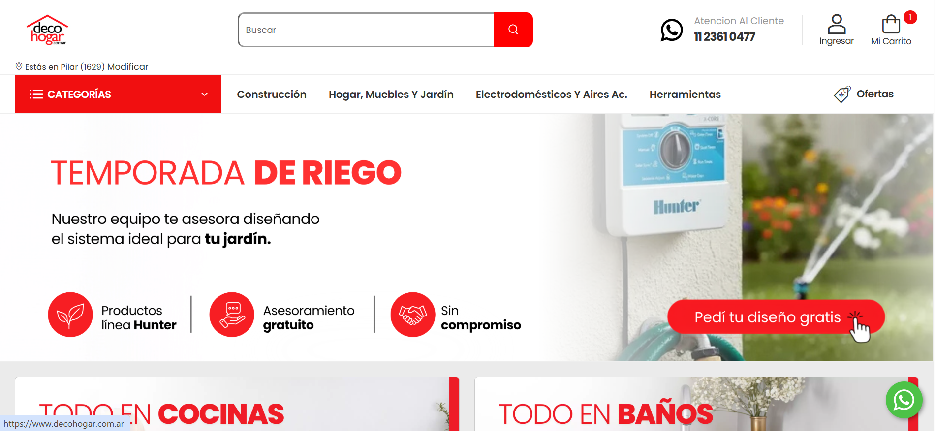 Home de tienda online con campaña de temporada